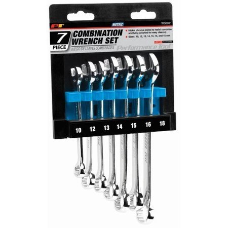 Performance Tool 7-Pc Metric Combination Wrench Set, W30001 W30001